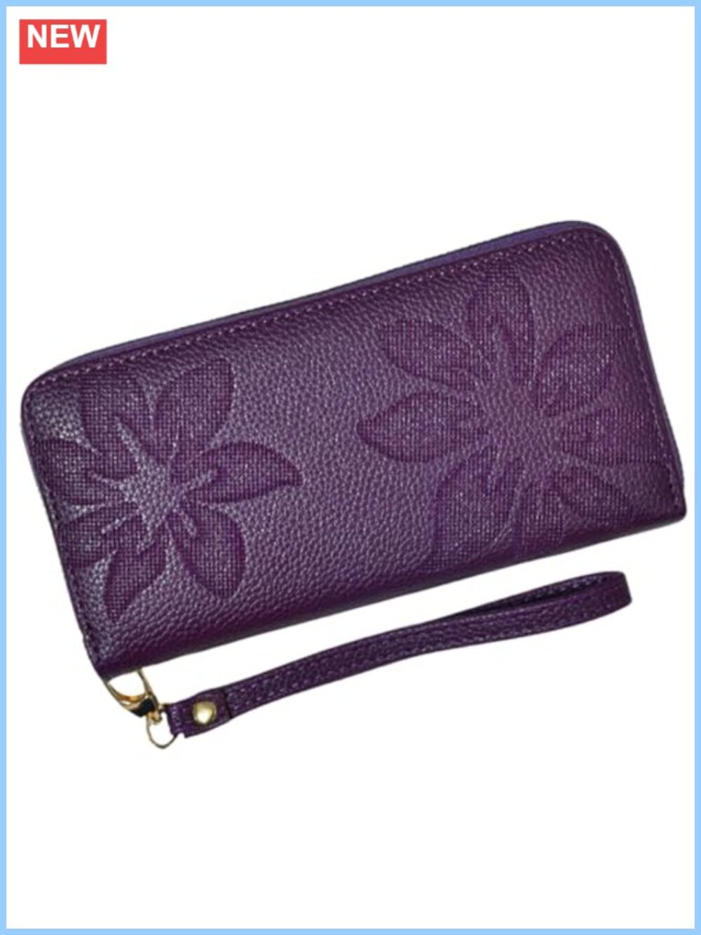 RFID Wristlet Wallet Vegan Leather Zip Around Card Holder Clutch